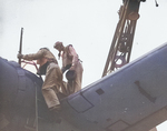 OS2U Kingfisher aircraft aboard USS New Jersey, date unknown