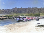 P-47 Thunderbolt aircraft of the 318th Fighter Group lined up for an inspection at Bellows Field, Oahu, US Territory of Hawaii, 15 May 1944. Photo 2 of 8.