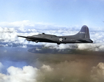 B-17E Fortress in flight from its base at Hickam Field, Hawaii between Dec 1941 and Apr 1942. On 5 Apr 1942 this bomber crashed into Mt Keahiakahoe on Oahu while returning from a patrol killing all 11 aboard.