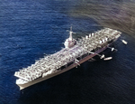 USS Ranger at anchor off Honolulu, Hawaii, 8 Apr 1938.