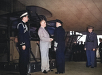 Franklin Roosevelt receiving British First Sea Lord Admiral Sir Dudley Pound aboard the cruiser USS Augusta at the Atlantic Conference, Placentia Bay, Newfoundland, 10 Aug 1941.