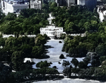 Aerial view of the White House, Washington DC, United States, 23 Oct 1940.