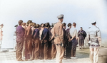 Burial at sea honors aboard escort carrier USS Card in the North Atlantic, 6 Jul 1944. The services were for German Navy Kapitänleutnant Hans Steen, captain of U-233 who had been captured but then died of his wounds.