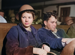 Kaiser Richmond Shipyards workers aboard a ferry between San Francisco and Richmond, California, United States, Feb 1943