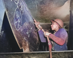 Female African-American worker Eastine Cowner working on Liberty ship SS George Washington Carver, Kaiser Richmond No. 1 Yard, Richmond, California, United States, Apr 1943