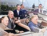 President Franklin Roosevelt touring the Kaiser Oregon Shipbuilding Corporation, Portland, Oregon, United States, 23 Sep 1942. Photo 1 of 2.