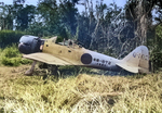 Abandoned A6M3 Model 32 Zero fighter (Lt. (jg) Kazuo Tsunoda), Buna, New Guinea, circa 1943; the four characters below the serial number noted Bang Uiseok, name of the Korean who funded this aircraft