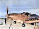 P-39L-1-BE Airacobra aircraft being prepared to be flown to the Soviet Union under the Lend-Lease Program, possibly Nome, Alaska, 1943-1944