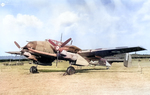 Captured German Bf 110 C-4 aircraft at RAF Duxford, England, United Kingdom, 1941, as seen in publication US Navy Naval Aviation News dated 13 Dec 1943