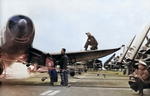 F4U-4 Corsair aircraft of US Navy squadron VF-41 aboard USS Midway, Mediterranean Sea, Dec 1952-May 1953