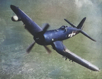 F4U-5N Corsair nightfighter in flight, late 1940s; seen in Nov 1949 issue of US Navy publication Naval Aviation News