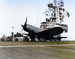 F4U-1D Corsair fighter of US Marine Corps squadron VMF-511 aboard USS Block Island, 5 Feb 1945