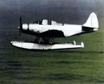 TBD-1A experimental floatplane in low-level flight during torpedo drop tests at the Newport Torpedo Station, Rhode Island, United States, 10 Oct 1941