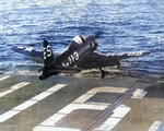 FR-1 Fireball fighting launching from carrier USS Badoeng Strait, Mar-Jun 1947