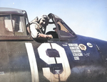 US Lt (jg) Alexander Vraciu of Fighting Squadron 6 in his F6F Hellcat 