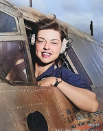 WASP pilot Elizabeth L. Gardner at the window of her B-26 Marauder bomber, Harlingen Army Air Field, Texas, United States, circa 1942-1945