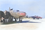 Maintenance crews readying B-25 aircraft of the 405th 