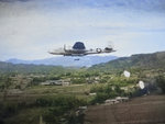 US B-25 bombers above the Japanese Toyohara Airfield, Taichu (now Taichung), Taiwan, 1945