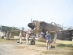 Captured N1K2-J aircraft preparing for flight, Japan, circa 1946