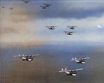 P2Y aircraft of US Navy squadron VP-4 in formation flight over the Pacific Ocean, 17 Nov 1935