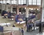 P-40 fighters at a repair depot in China, date unknown; note Flying Tigers emblem and Republic of China roundrel