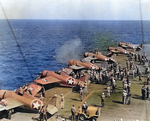 Wildcat fighters testing their machine guns aboard Ranger off North Africa, Nov 1942