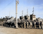 Men of US 3rd Ranger Battalion boarding LCI craft in preparation for Anzio, Italy invasion, Jan 1944; seen in US Army publication US Army Special Operations in World War II