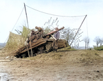 M36 Jackson tank destroyer of Battery C, 702nd Tank Destroyer Battalion, US 2nd Armored Division dug in near the Roer River, Belgium, 16 Dec 1944