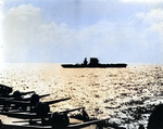 Lexington during Battle of Coral Sea as seen from Yorktown, early morning of 8 May 1942