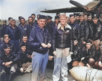 Captain Marc Mitscher speaking with Lieutenant Colonel James Doolittle aboard USS Hornet, 18 Apr 1942, photo 1 of 3