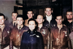 Song Meiling with Doolittle Raiders Frank Kappeler, Charles Greening, Kenneth Reddy, Lucian Youngblood, Eugene McGurl, Jacob Manch, Waldo Bither, and Rodney Wilder, Chongqing, China, 29 Jun 1942