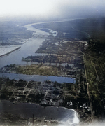 Destroyed synthetic oil plant and harbor facilities, Harburg, Germany, 1945