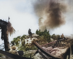 US Marines fighting on Betio, Tarawa Atoll, Nov 1943, photo 1 of 2