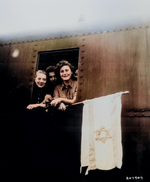 A Polish, a Latvian, and a Hungarian Jew, all rescued from Buchenwald Concentration Camp, boarded a plane for Palestine, 5 Jun 1945