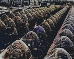 Women workers groom lines of transparent noses for A-20 attack bombers, Oct 1942