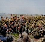 Pfc Mickey Rooney entertained fellow soldiers in the US 44th Division, Kist, Germany, 13 Apr 1945