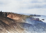 Beach scene on Iwo Jima about two or three days after the 19 Feb 1945 landings