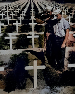 Two US Coast Guardsmen saluted a fallen comrade, Ryukyu Islands area, 1945