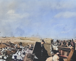 View of the invasion beach on Iwo Jima, 19 Feb 1945