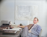 Project Director Paul Taylor of Jerome War Relocation Center at his office, Arkansas, United States, 18 Nov 1942, photo 2 of 2