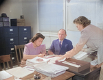 superintendent of Schools A. G. Thompson with his staff, Jerome War Relocation Center, Arkansas, United States, 18 Nov 1942