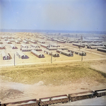 View of the War Relocation Authority camp, looking northwest from the hospital, near Jerome, Arkansas, United States, 17 Nov 1942, photo 1 of 2