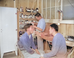 Japanese-Americans Dr. K. H. Taria and pharmacist Tom Arase at work, Jerome War Relocation Center, Arkansas, United States, 17 Nov 1942