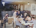 Workers at the office of Personnel Records Section, Jerome War Relocation Center, Arkansas, United States, 19 Nov 1942