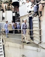 Halsey entered flag spaces aboard USS Missouri, Tokyo Bay, 2 Sep 1945