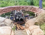 Japanese 25mm anti-aircraft gun in a 13ft revetment or emplacement located on the northern side of the Agana Airfield, Guam, Mariana Islands, 5 Oct 1944