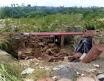 Japanese 75mm Type 88 anti-aircraft battery on the old US rifle range near Marine Barracks, Sumay, Guam, Mariana Islands, 5 Oct 1944