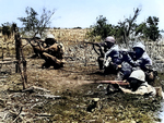 US Marines during mop-up operations at Tinian, Mariana Islands, Aug 1944