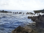 American reinforcements wading onto Tinian, Mariana Islands, Jul 1944