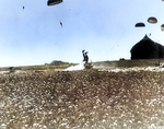 Paratrooper of US 101st Airborne Division tumbling after his landing, the Netherlands, 25 Sep 1944